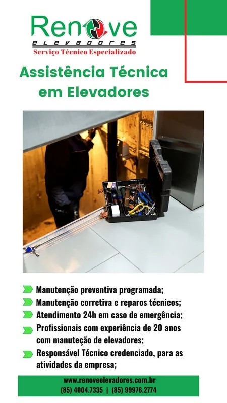 Manutenção preventiva e corretiva de elevadores